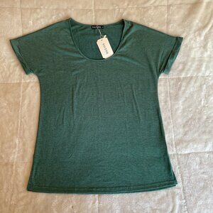 NWT Pack of 2 (Green and Gray) Davenil Cuffed Short Sleeved Shirts Size M